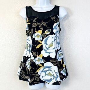 Shore Shape Black Floral One Piece Swim Dress Size 10